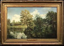 JULES VALADON (1826-1900) HUGE SIGNED FRENCH OIL ON CANVAS - RIVER LANDSCAPE, used for sale  Shipping to South Africa