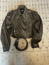 zara black leather jacket for sale  SURBITON