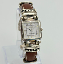 Relógio feminino ECCLISSI 925 prata esterlina e pulseira de couro marrom, funciona, 585 comprar usado  Enviando para Brazil