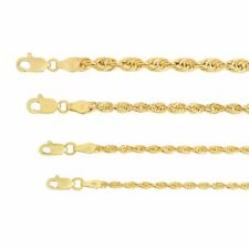 Collar de cadena de cuerda de corte de diamante con luz de oro amarillo de 10 K de 16""- 30"" hueco segunda mano  Embacar hacia Argentina