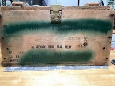 Vintage Wooden US Military Crate Frag Grenade Ammo Box Rope Handles  FREE SHIP for sale  Shipping to Canada