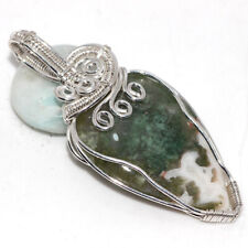 Tree Agate Wire-Wrapped Gemstone Handmade Pendant 2.6" Ethnic Gift GW for sale  Shipping to South Africa