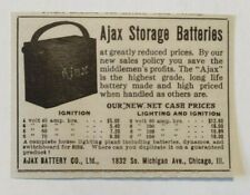 Baterias de armazenamento 1914 Ajax anúncio Chicago, Illinois comprar usado  Enviando para Brazil