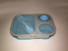 French Bull Collapsible Pop-up Silicone Lunch Box Kit Container School Blue comprar usado  Enviando para Brazil