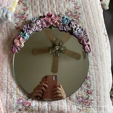 Antique English Barbola Beveled Mirror Flowers 20th Century 14” for sale  Shipping to South Africa