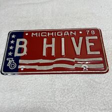 1976 1978 Michigan Bicentennial Vanity License Plate B HIVE Bee Hive for sale  Shipping to South Africa