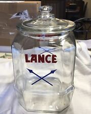 Vintage Lance Glass Cracker Cookie Candy Jar Store Counter Display 12 3/4 W Lid for sale  Mount Carmel