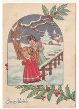 1954 neve paese bambine gerla regali di Natale giocattoli cartolina vintage usato  Fiumicello Villa Vicentina