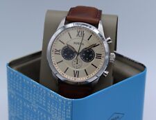 NEW AUTHENTIC FOSSIL FLYNN SILVER BROWN CHRONOGRAPH LEATHER BQ2726 MEN'S WATCH, used for sale  Shipping to South Africa