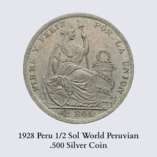 Moneda de plata peruana de 1/2 sol del Perú 1928 - .500 #8, usado segunda mano  Embacar hacia Argentina