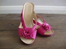 Pavers Fuchsia Pink Leather Shoes Sandals Mules Flower Detail - Size UK 3 In Box for sale  Shipping to South Africa