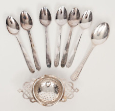 6 Vintage Spoons And Tea Strainer EPNS + Silver Plated Spoon Set Angora Co. for sale  Shipping to South Africa