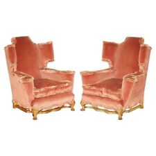 PAIR OF ORNATE ANTIQUE ITALIAN CAROLEAN / WILLIAM MORRIS WINGBACK ARMCHAIRS for sale  Shipping to South Africa