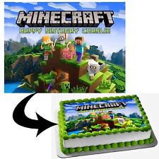 Decoração de bolo de aniversário PERSONALIZADA Minecraft comestível A4 comprar usado  Enviando para Brazil