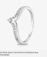 9ct White Gold Ring Diamond Wishbone Size R for sale  Shipping to South Africa