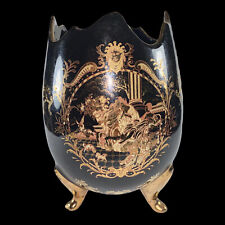 Usado, Vintage Egg Shapped Vase Planter Golden Gilded Black Deco Style comprar usado  Enviando para Brazil