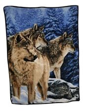 Natural Instinct Naturel Wolf Throw Blanket 64 x 46 in Wolves Snow Forest Woods  for sale  Shipping to South Africa