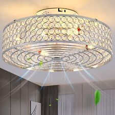 20 Inch Caged Crystal Ceiling Fan with Lights 6-Speeds Remote Invisible Blades for sale  Shipping to South Africa