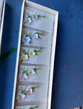 VINTAGE PORCELAIN FLORAL PLACE CARDS (DAISY LOOKING) (SET OF 12 SETTINGS) for sale  Shipping to South Africa