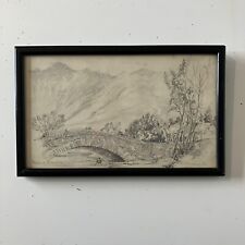 Used, Framed Signed Pencil Drawing Sketch Art Bridge Scene Landscape River Derwent for sale  Shipping to South Africa