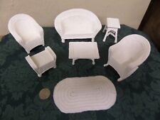 7 pc White Wicker Look Patio Furniture Dollhouse 1:12 Resin for sale  Shipping to South Africa