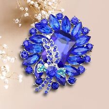 Broche de flor de cristal azul buquê de noiva tom prata declaração de moda faça você mesmo comprar usado  Enviando para Brazil
