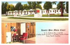 NORTH CAROLINA Knotty Pine Motor Court Motel CARY Interior Exterior Linen 1955 for sale  Shipping to South Africa