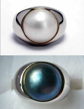 Anillo de plata esterlina 0,925 perla de 13 mm blanco o azul segunda mano  Embacar hacia Argentina