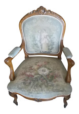 Cadeira francesa antiga de nogueira original tapeçaria tecido de madeira clara 1800-1899 comprar usado  Enviando para Brazil