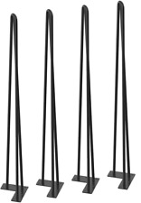 ZEKOO HARDWARE NEW 34" Black Set of 4 DIY Metal 3-Rod Hairpin Table Legs, used for sale  Shipping to South Africa