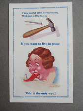 Cartão postal cômico Donald McGill Hammer prego esposa se você quiser viver em paz # 2000 comprar usado  Enviando para Brazil