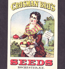 Usado, Tarjeta intercambiable victoriana Crosman Bros Seeds Rochester NY 1800 Red Ebion Farm Girl segunda mano  Embacar hacia Argentina