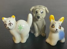 Estatueta Wade Whimsies minikins gato branco e coelho e cachorro cinza sorridente comprar usado  Enviando para Brazil