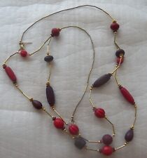 Colar de contas casual canto vermelho, roxo e dourado tom #joias #colar #moda comprar usado  Enviando para Brazil