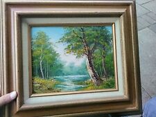 Used, Original Oil Painting Framed Landscape Trees Lake Nature style Monet Bob Ross for sale  Shipping to South Africa