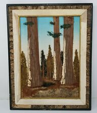 Vintage hecha a mano hecha a mano corteza Pino Bosque Redwood real de arte enmarcado segunda mano  Embacar hacia Spain