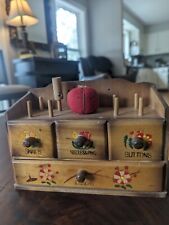 Used, 4 Drawer Wooden Sewing Box Notions Organizer Cabinet Hand Painted Japan Vintage for sale  Shipping to South Africa