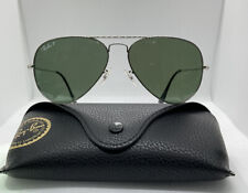 Ray-Ban 58mm Aviator Classic Silver Stainless Sunglasses - Green Glass Polarized for sale  Shipping to South Africa