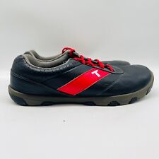 Tênis de golfe True Linkswear masculino 9,5 preto couro cinza P1 listra vermelha comprar usado  Enviando para Brazil