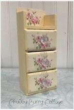 Shabby romantic cottage chic Yellow cabinet with pink roses for sale  Shipping to South Africa