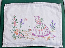 Vintage linen embroidered for sale  BURNTWOOD