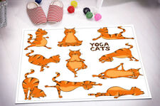 Usado, Alfombra antideslizante antideslizante de cocina baño alfombra de baño dibujos animados divertidos yoga gatos segunda mano  Embacar hacia Argentina