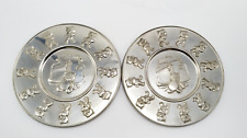 VINTAGE SELANGOR PEWTER CHRISTENING TEDDY BEAR PLATES. x2 6" ACROSS for sale  Shipping to South Africa