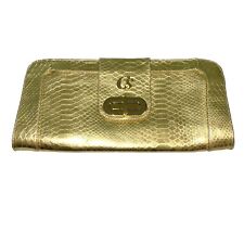 Bolsa de mão feminina Carmen Steffens dourada estampa de cobra couro em relevo metálico comprar usado  Enviando para Brazil