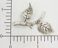 33034         2 Pc  Matte Silver Oxidized Twig w/Leaves Jewelry Finding 