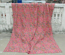 Manta de edredón rosa algodón bloque de mano indio Kantha tamaño doble, usado segunda mano  Embacar hacia Argentina