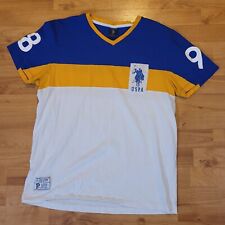 Camiseta polo americana ASSN tamanho XL Est 1890 azul branca amarela homem a cavalo  comprar usado  Enviando para Brazil