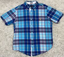 Camisa polo masculina US Assn grande com botões xadrez azul slim fit manga curta comprar usado  Enviando para Brazil