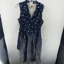 anne klein dress women size 12 sleeveless v neck polka dot tie belt attached for sale  Shipping to South Africa