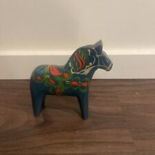 Nils Olsson 5” Hand Painted Blue Wooden Dala Horse AKTA Dalahemslojd Sweden READ for sale  Shipping to South Africa
